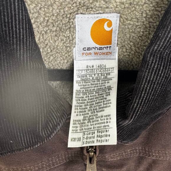 CARHARTT WC061 Women’s XL Brown Sherpa Lined Sandstone Ridge Coat Detroit Jacket - Picture 7 of 16